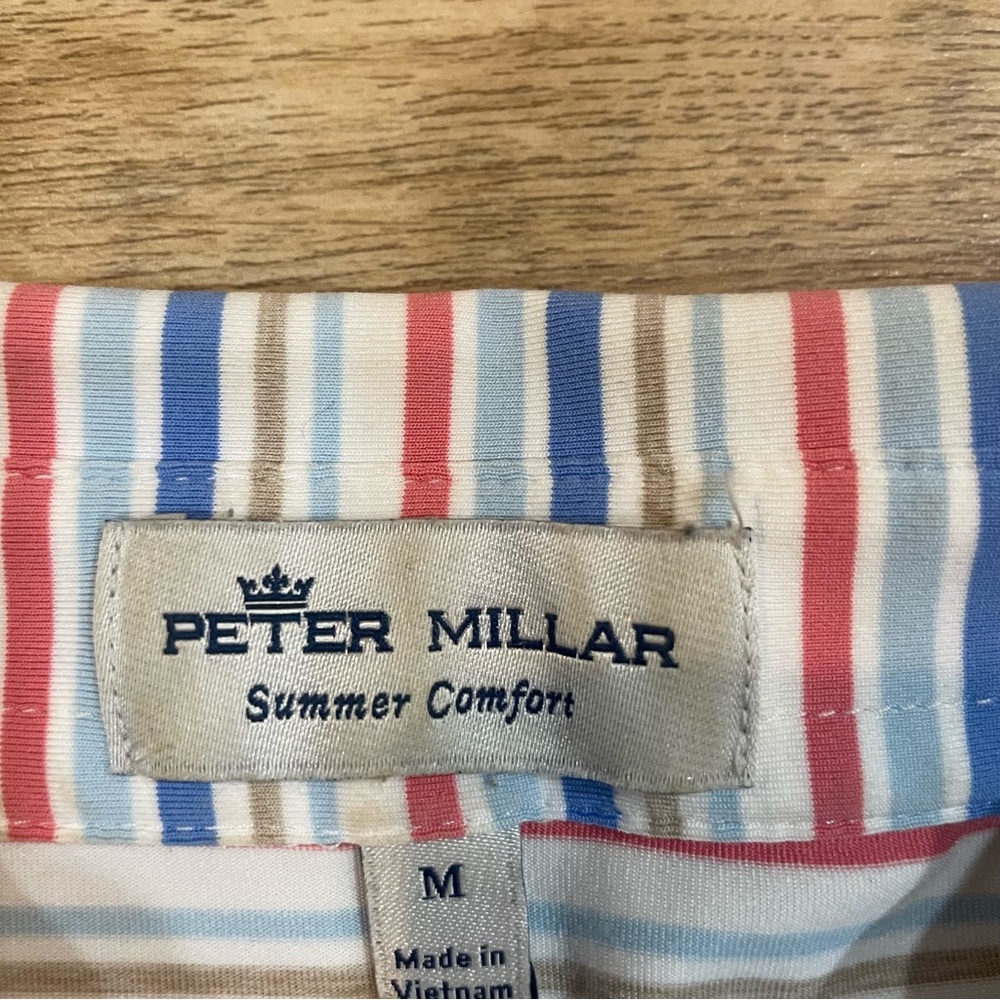 Peter Millar Shirt Men’s M Short Sleeve Striped Summer Comfort Golf Polo - Picture 3 of 7
